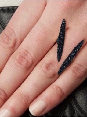 Alexis Bittar Ring Modernist Crystal Spike Double Gunmetal Spear JL06 AU